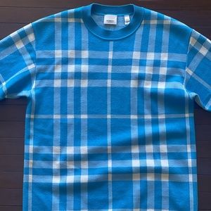 Authentic Mens Burberry Check Silk Wool T-shirt Size (X-Small)